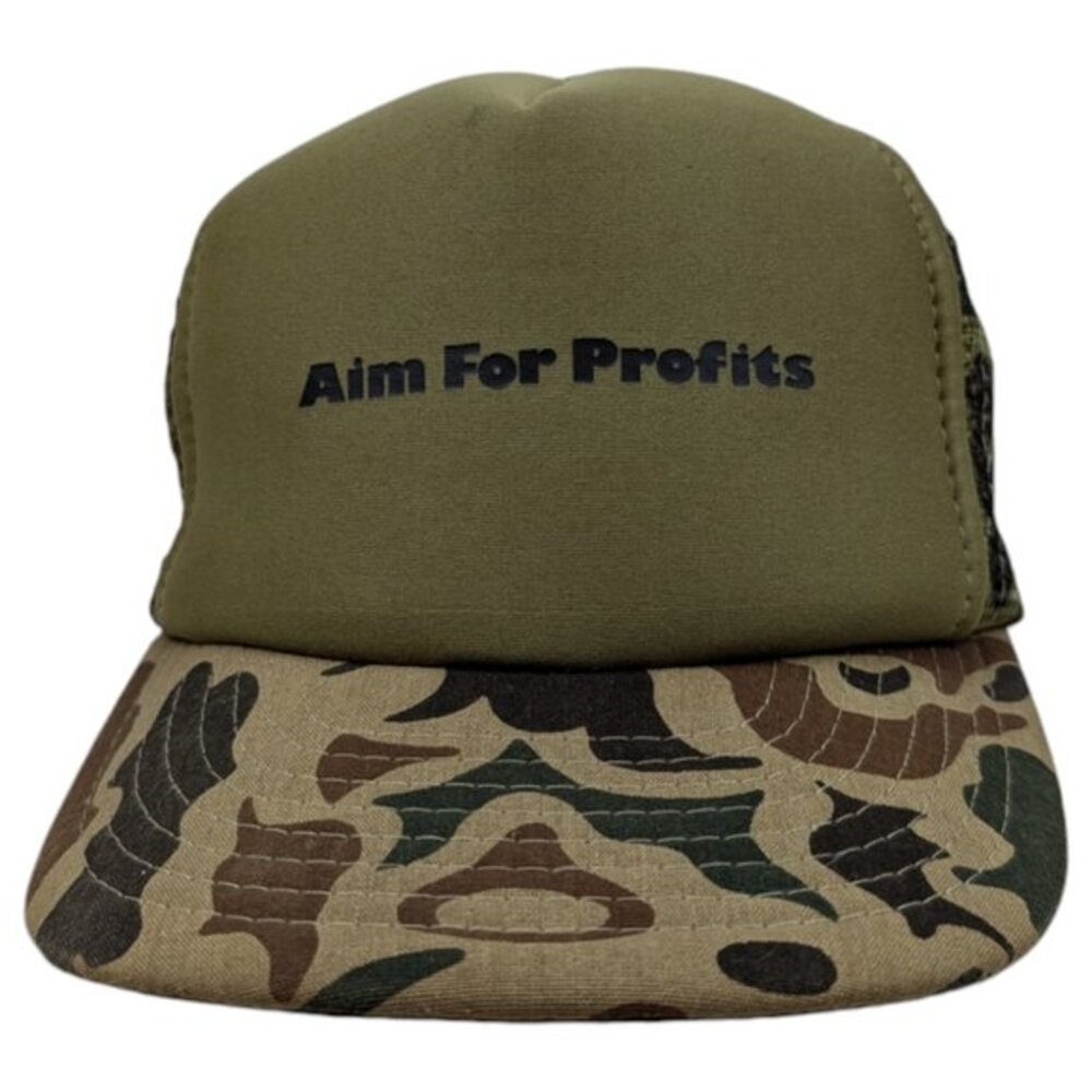 Vintage Aim For Profits‎ Mesh Camo Hat Cap Trucker Adjustable *READ